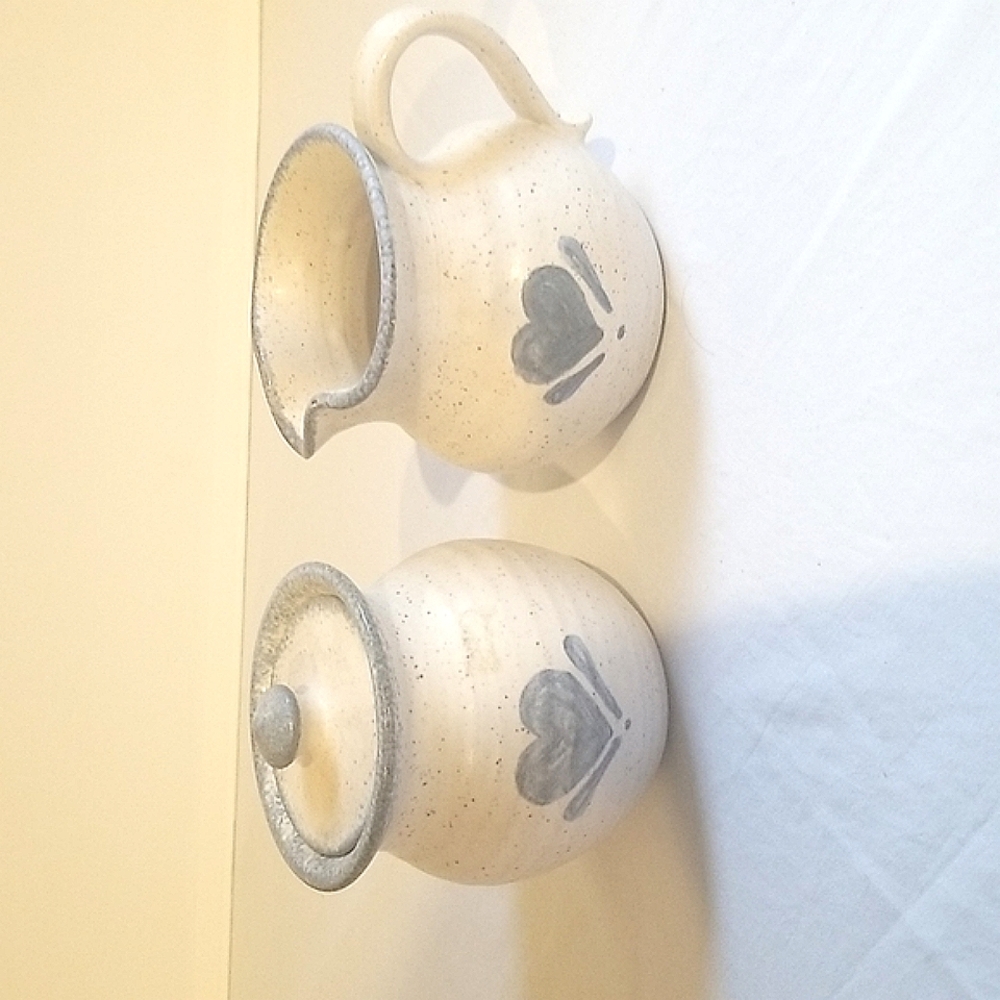 cream and sugar pottery vintage made by joan 94